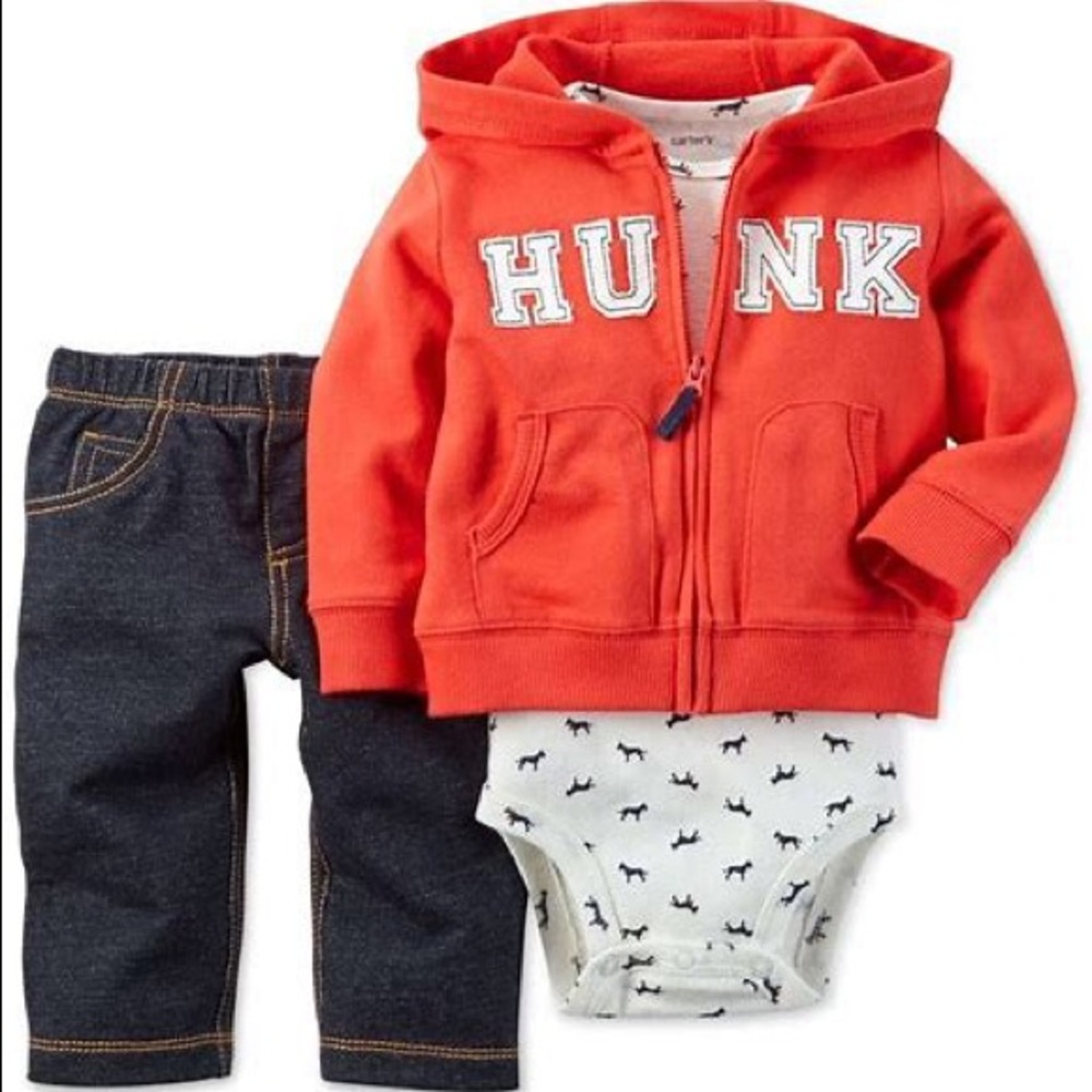 9M - Carter’s Baby Boy “HUNK” Hoodie & Jeans Set